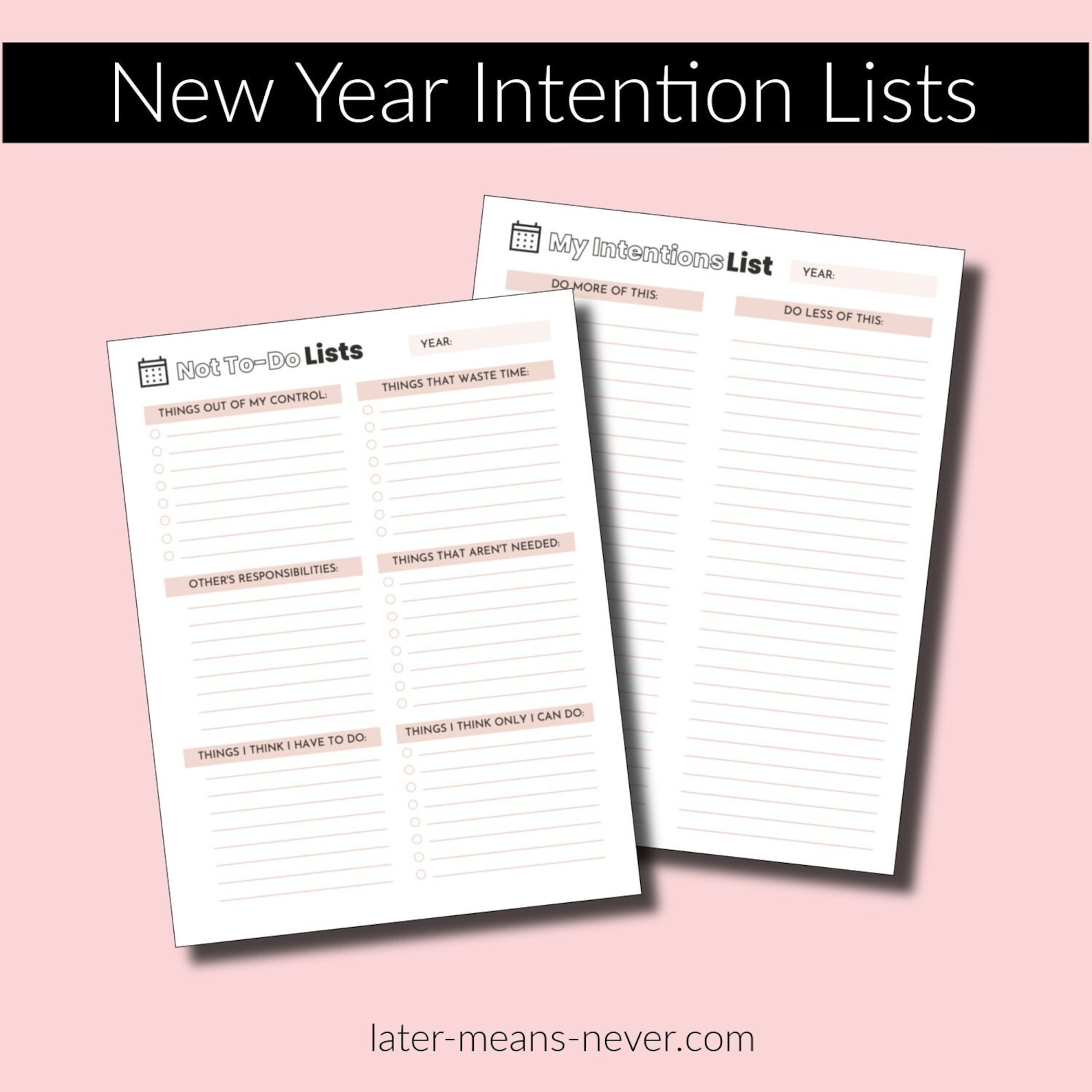 20242025 Intention Lists, Printable Goal List, Goal Tracking, Goal List Planner, List Tracker