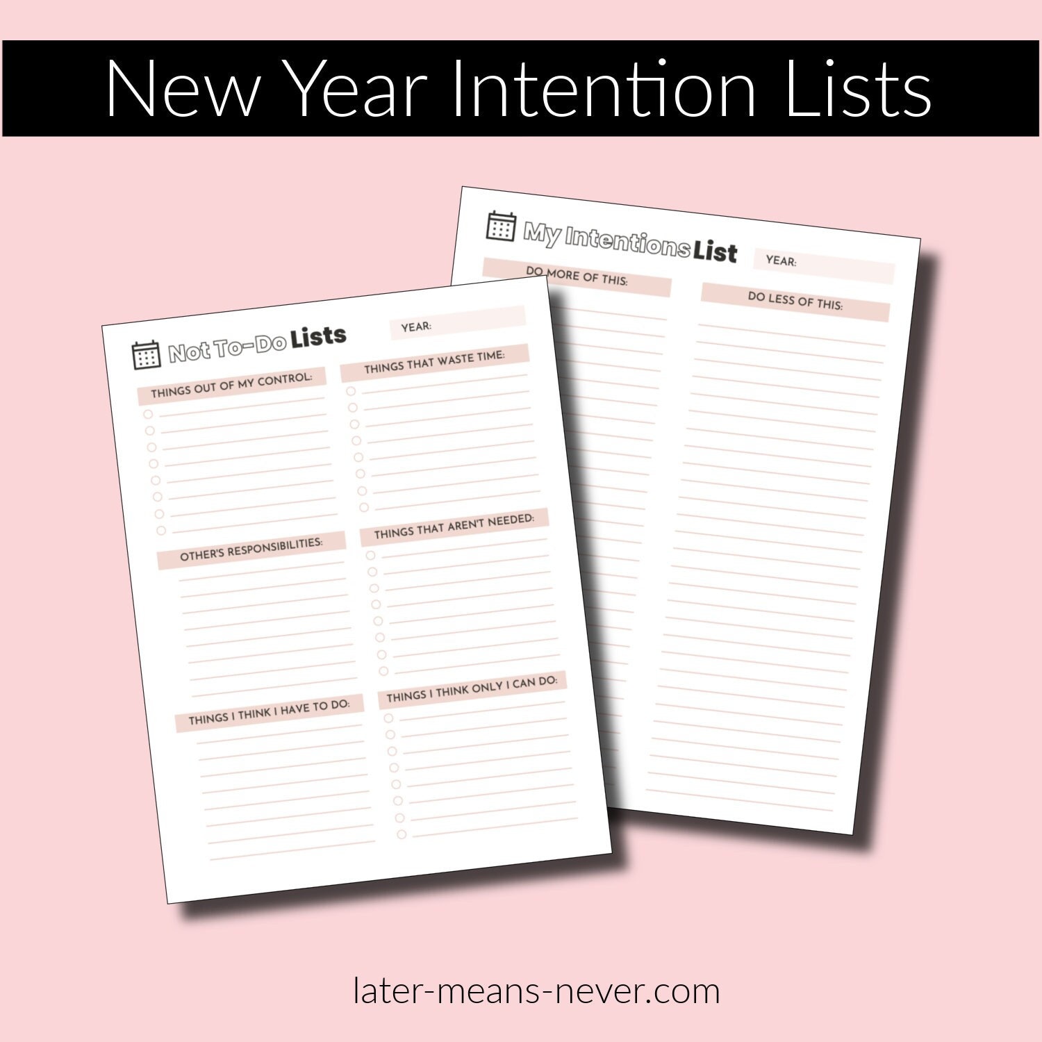 20242025 Intention Lists, Printable Goal List, Goal Tracking, Goal