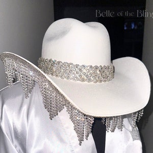 Elegant bridal rhinestone cowgirl hat, country wedding, quinceañera, ranch wedding, Nashville bachelorette, western wedding, bridal bling