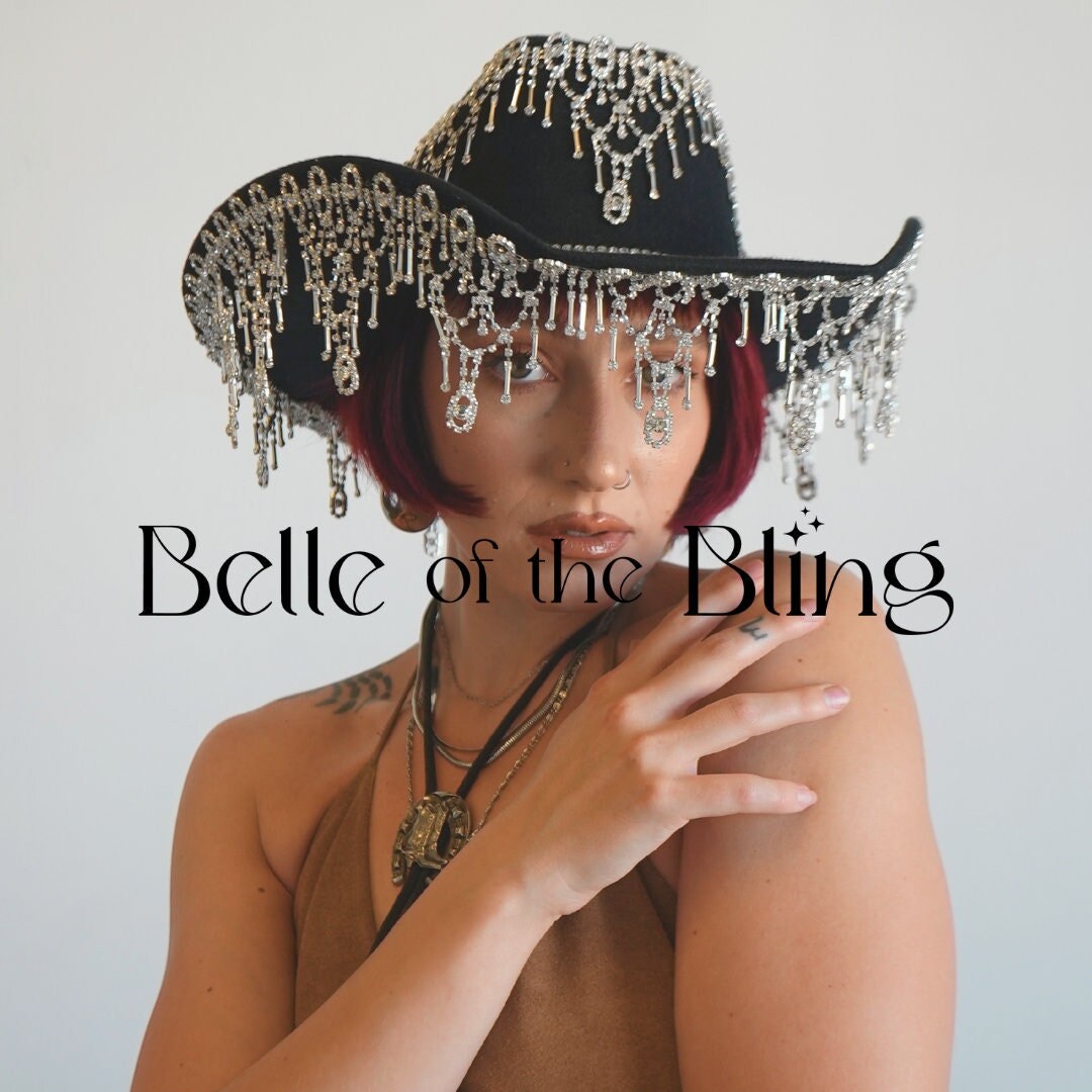 Black Rhinestone Cowgirl Hat, Country Wedding, Boudoir  display picture 1