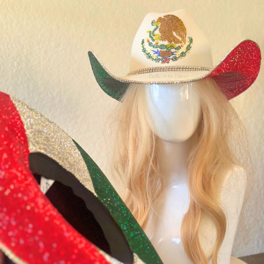 VIVA Mexico-mexican Flag Rhinestone Cowgirl Hat, Country  display picture 2
