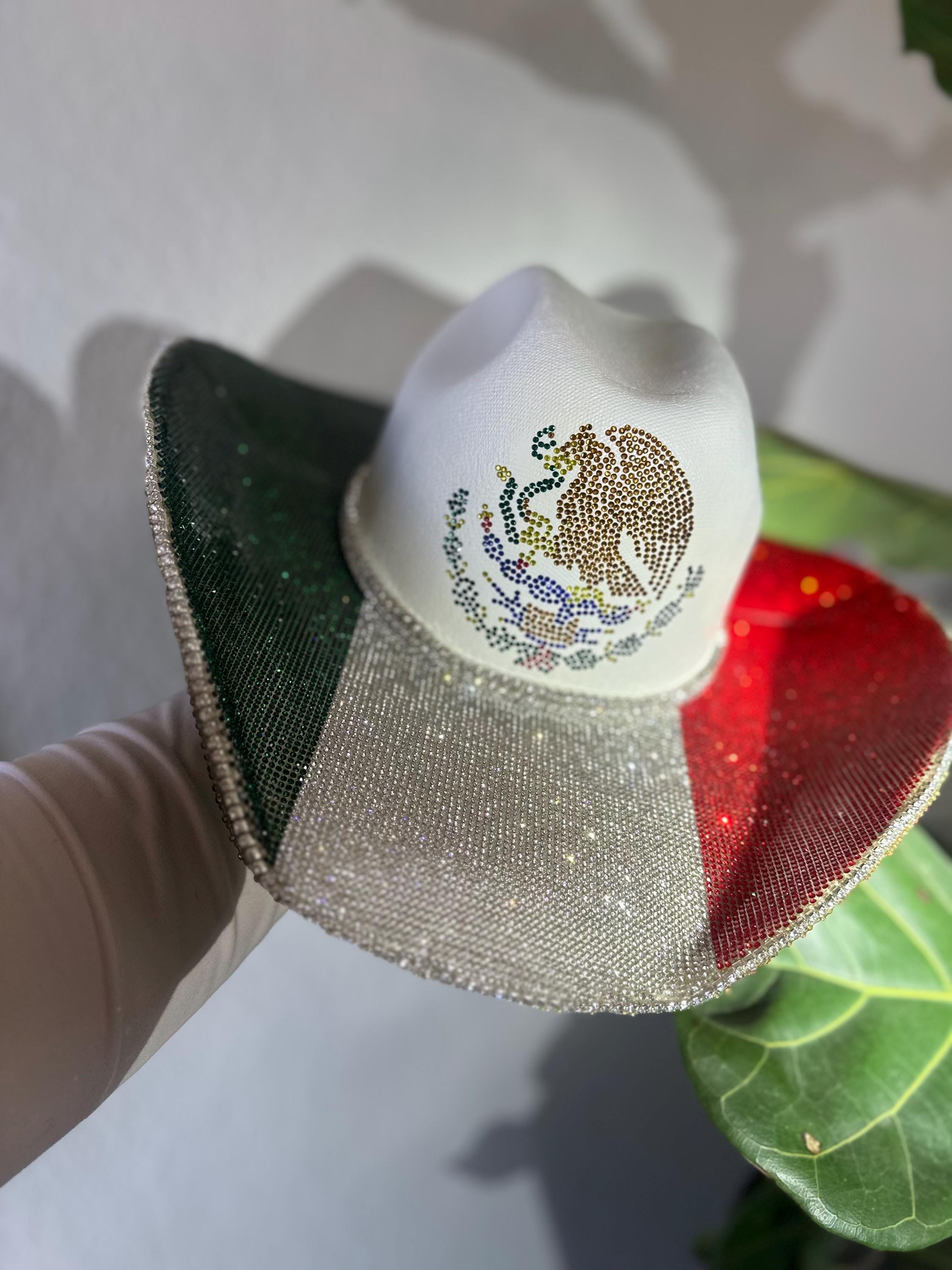 VIVA Mexico-mexican Flag Rhinestone Cowgirl Hat, Country Wedding