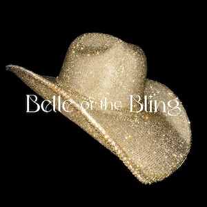 FULL BLING Gold Strass Hut, Country-Musikfestival, Junggesellenabschied, Gold Cowboy Hut, Diamant Hut, Disco Cowgirl, Luxusgeschenk