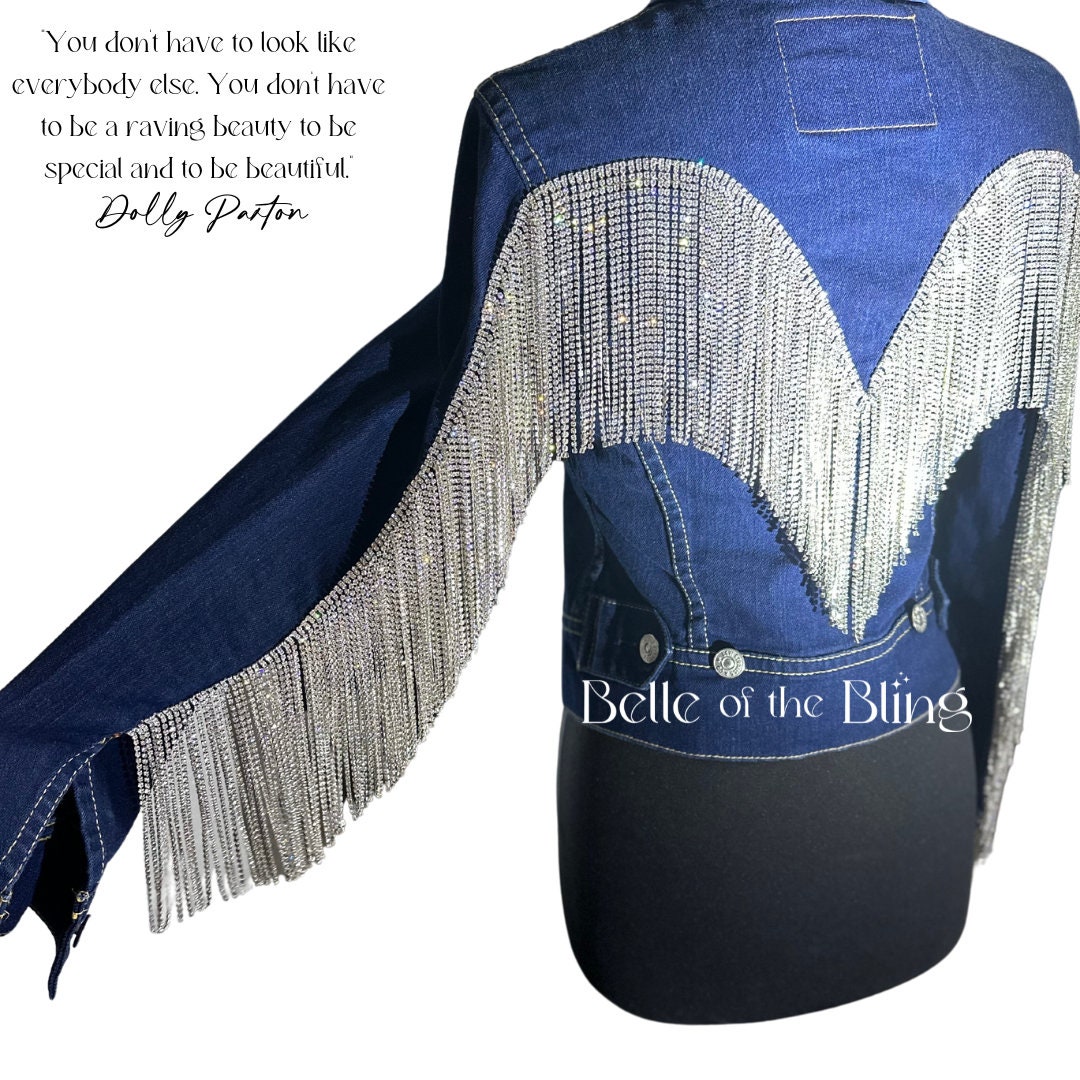 Black Rhinestone Denim Jacket Etsy UK