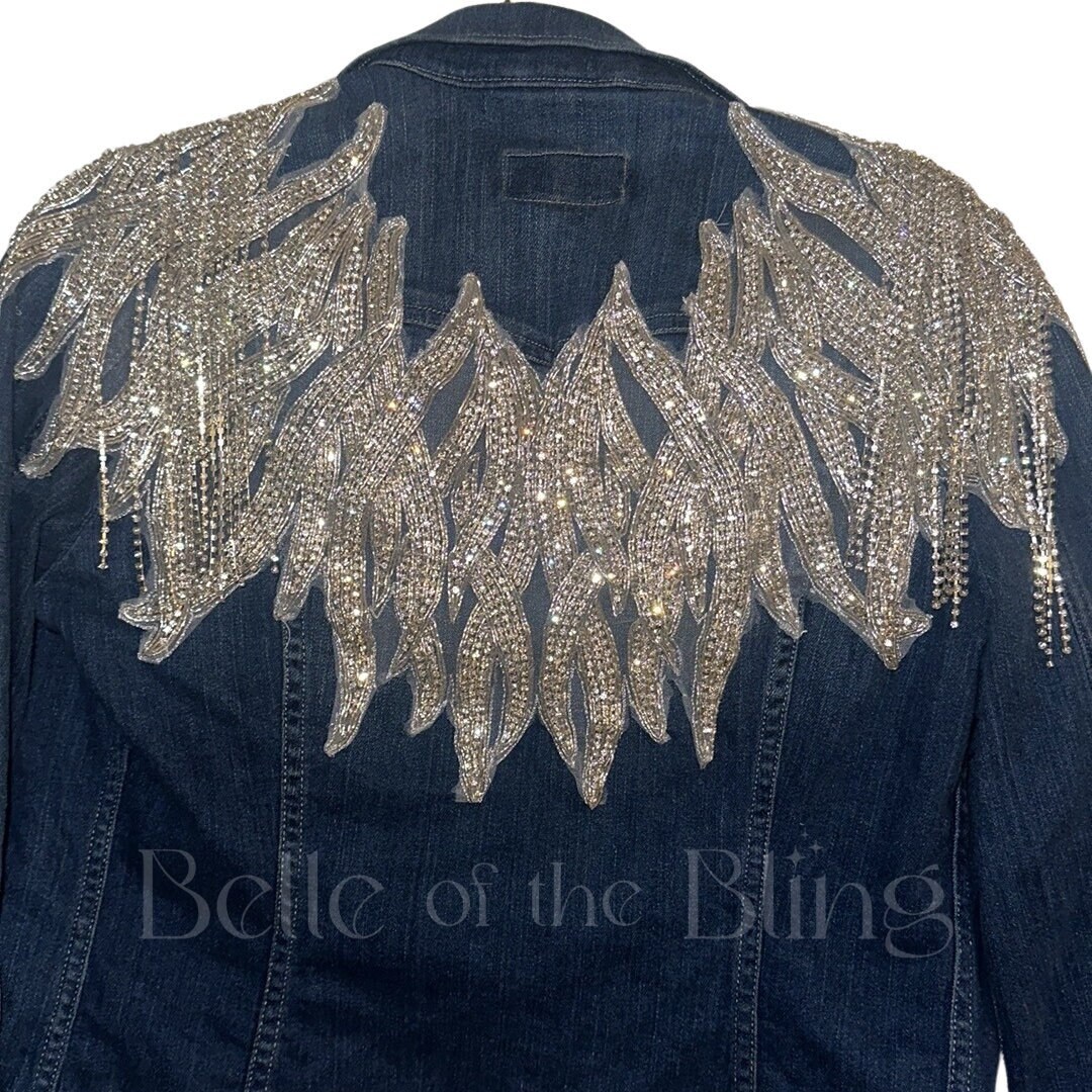 Black jean jacket with flames best sale