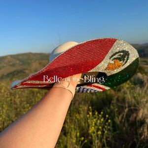 Mexican American flag bling cowgirl hat, Latina cowgirl, blingy Cowboy hat, quinceanera, Chicana, Texas girl , Nodal, Carin Leon concert