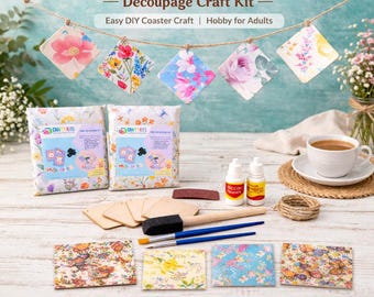 Floral Decoupage Coaster Kit | Mini DIY for Beginners | Relaxing Creative Hobby