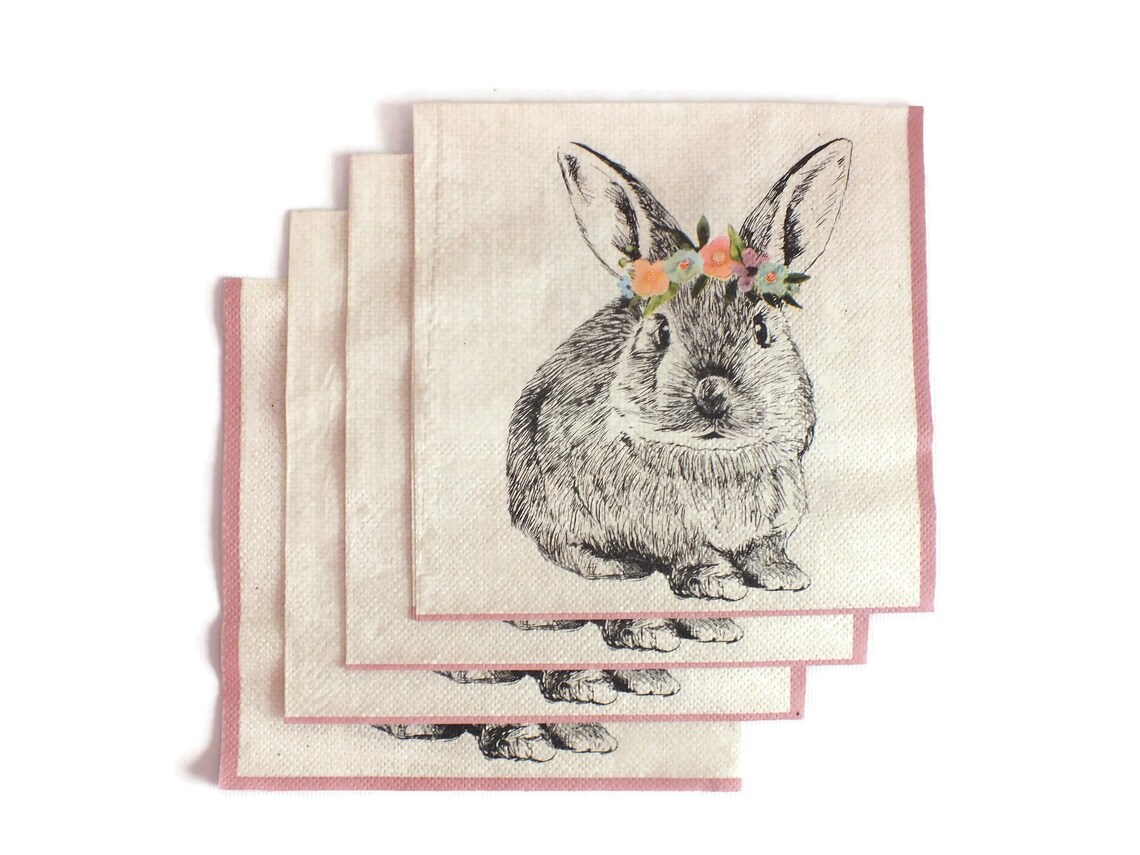 Cute Rabbit Decoupage Paper Napkin Etsy UK