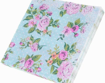 Vintage Shabby Chic Pink Rose Paper Decoupage Napkin