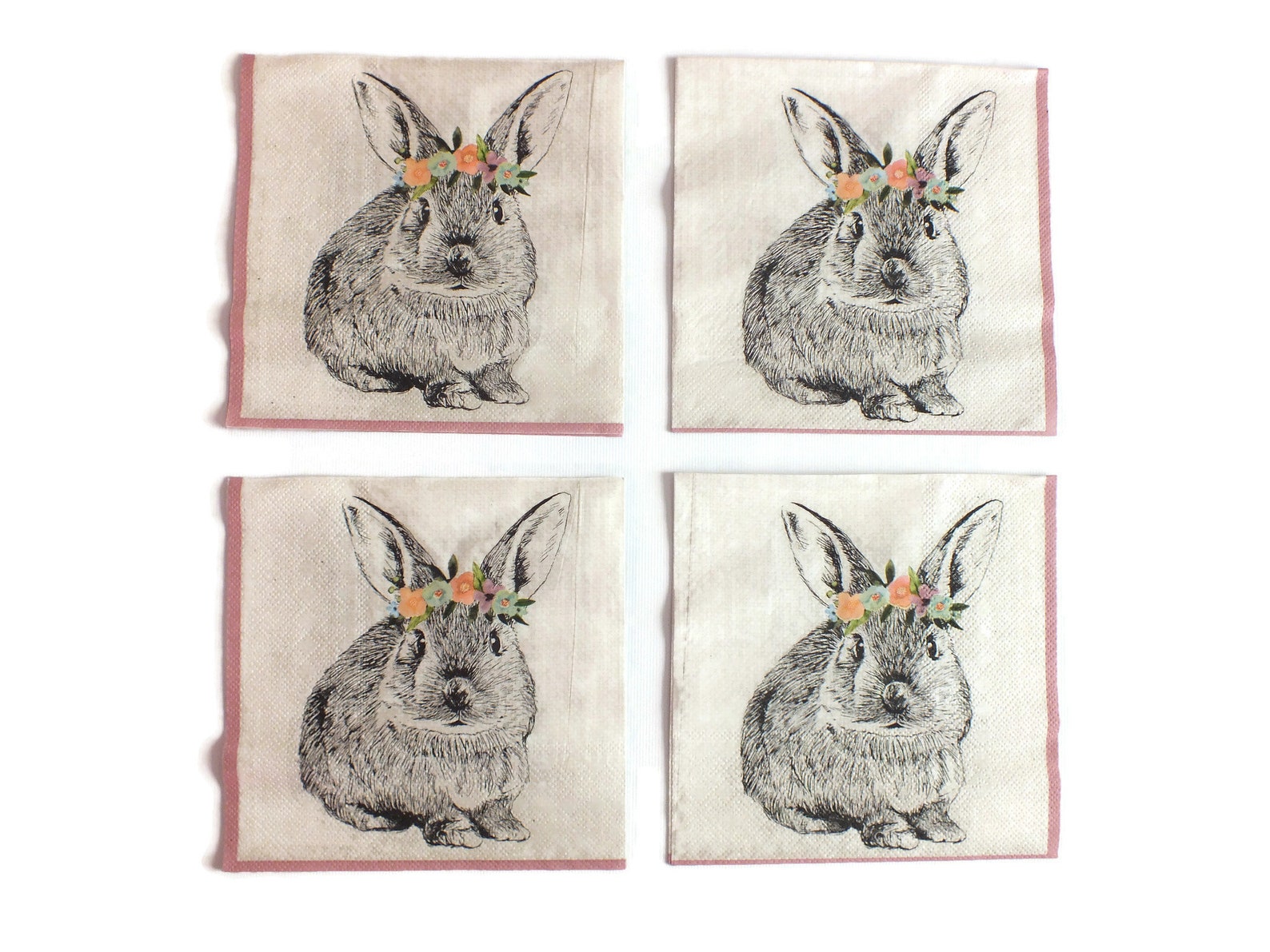 Cute Rabbit Decoupage Paper Napkin Etsy UK
