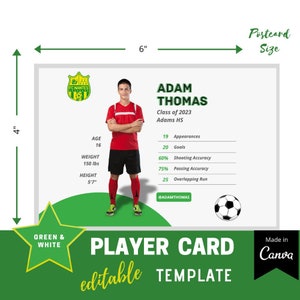 Player Card Athletic Profile Player Post Card Template Black White