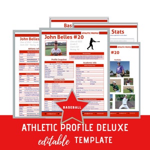Baseball - Athletic Profile Deluxe Template - Red