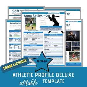 Softball - Athletic Profile Deluxe Template - TEAM LICENSE