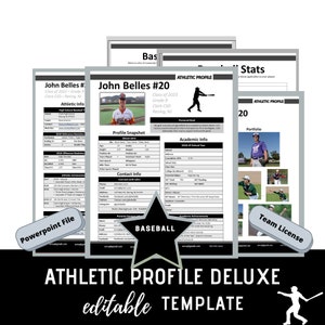 Baseball - Athletic Profile Deluxe Template - Black - TEAM LICENSE