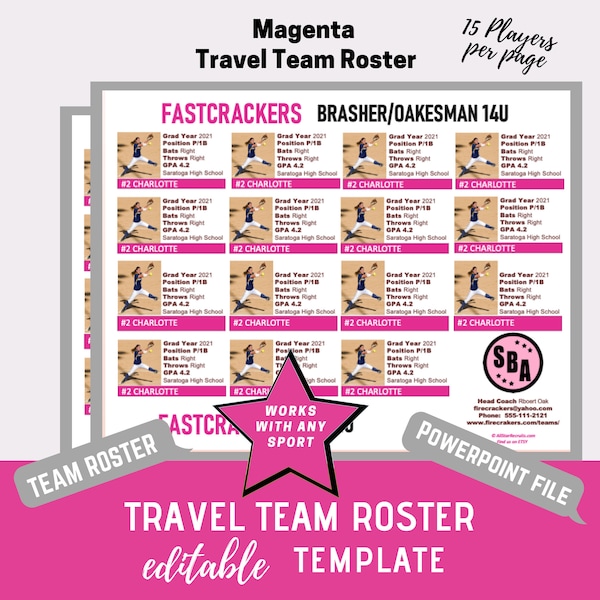 Travel Team Roster Canva Etsy