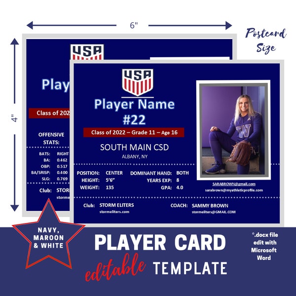 Softball Player Profile Template Etsy