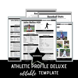 Baseball - Athletic Profile Deluxe Template - Black