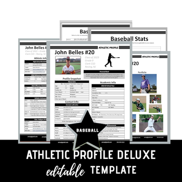 Baseball Player Profile Template Etsy