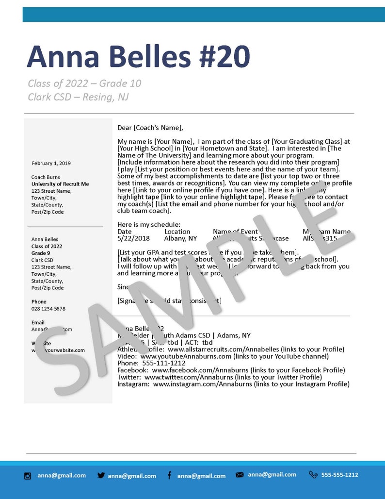 Track and Field Athletic Profile Deluxe Template Etsy