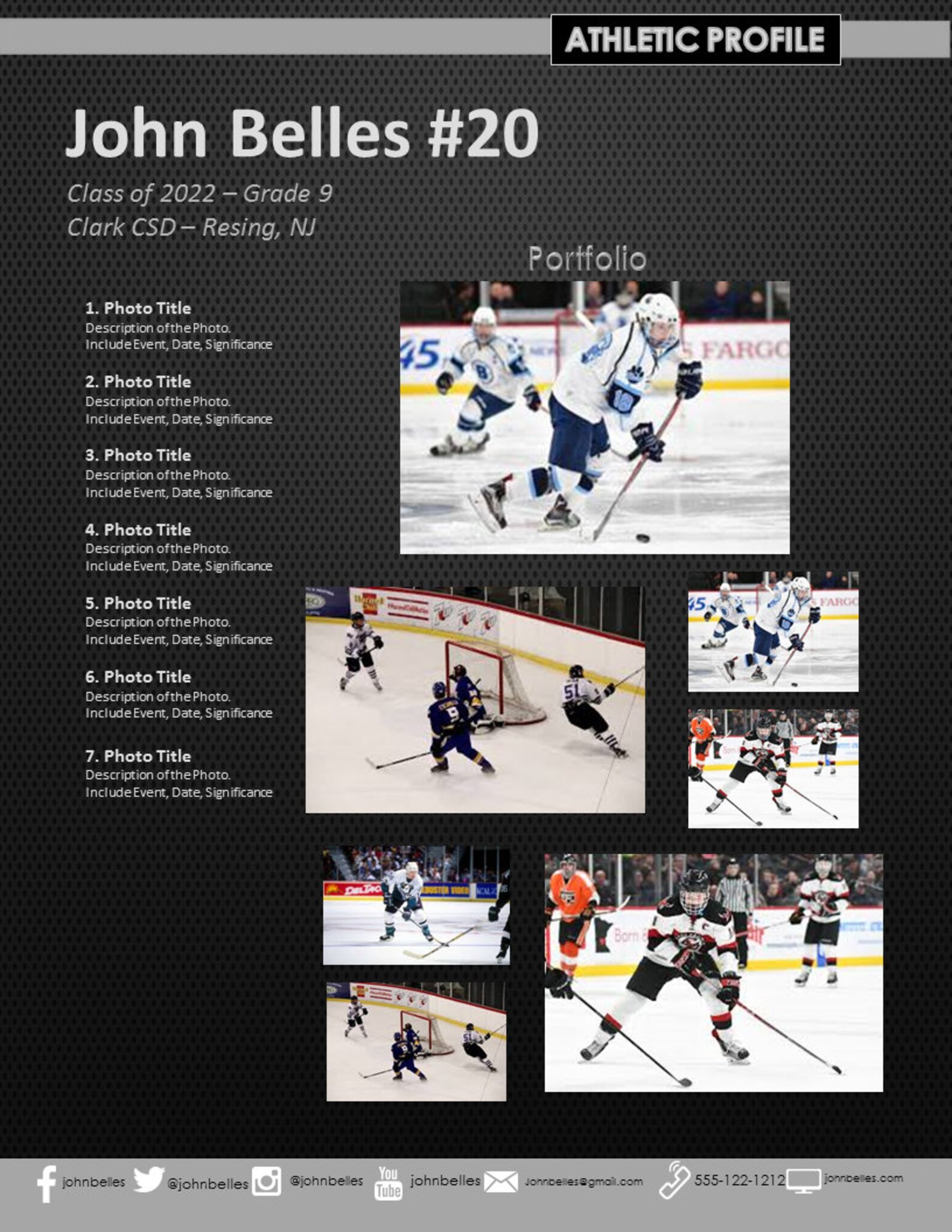 Hockey Athletic Profile Deluxe Template Rugged Style Etsy
