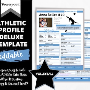 Volleyball - Athletic Profile Deluxe Template - Carolina Blue