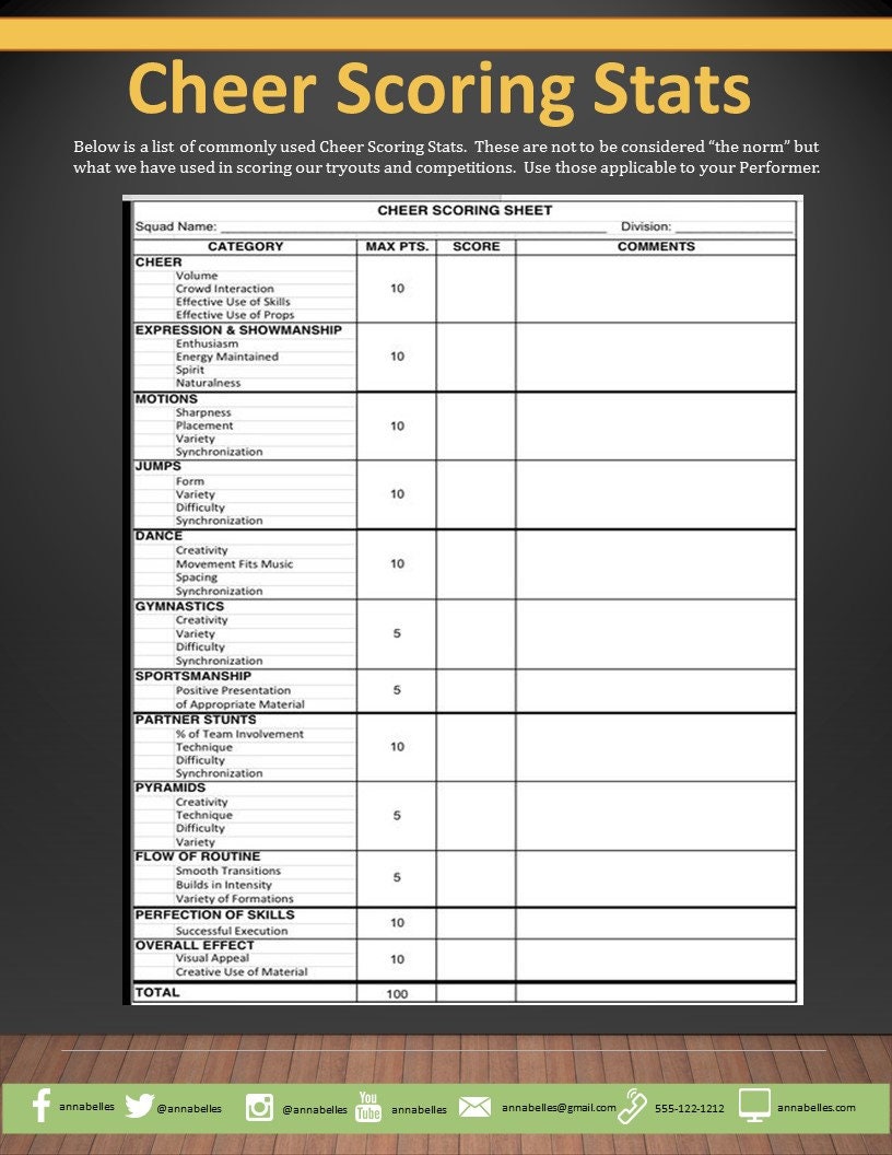Cheer Profile Deluxe Template - Black & Gold - Etsy