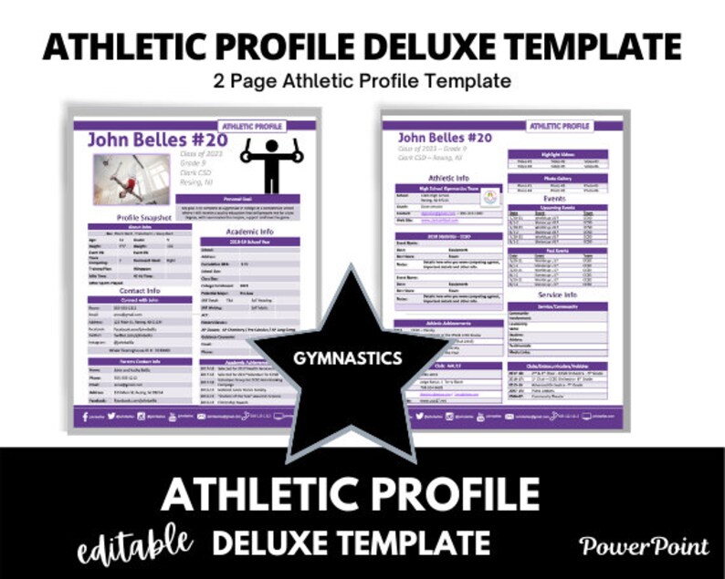 Gymnastics Athletic Profile Deluxe Template powerpoint Etsy