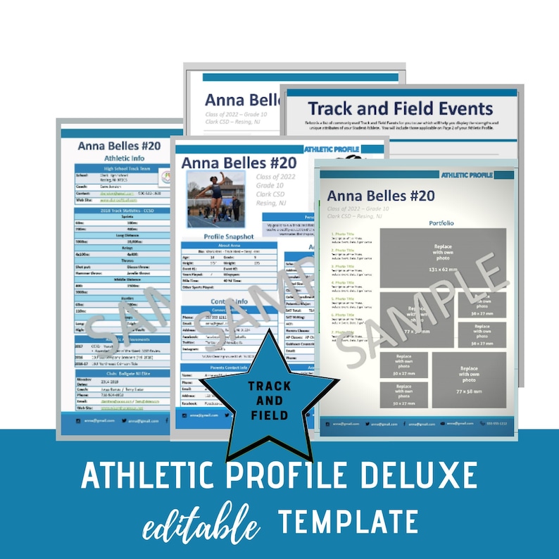 Track and Field Athletic Profile Deluxe Template Etsy