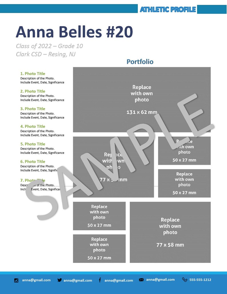 Track and Field Athletic Profile Deluxe Template Etsy
