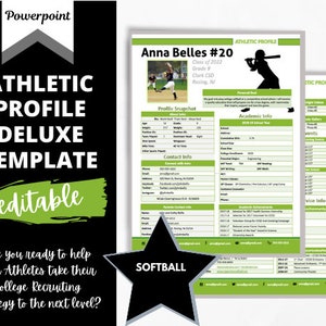 Softball - Athletic Profile Deluxe Template - GREEN