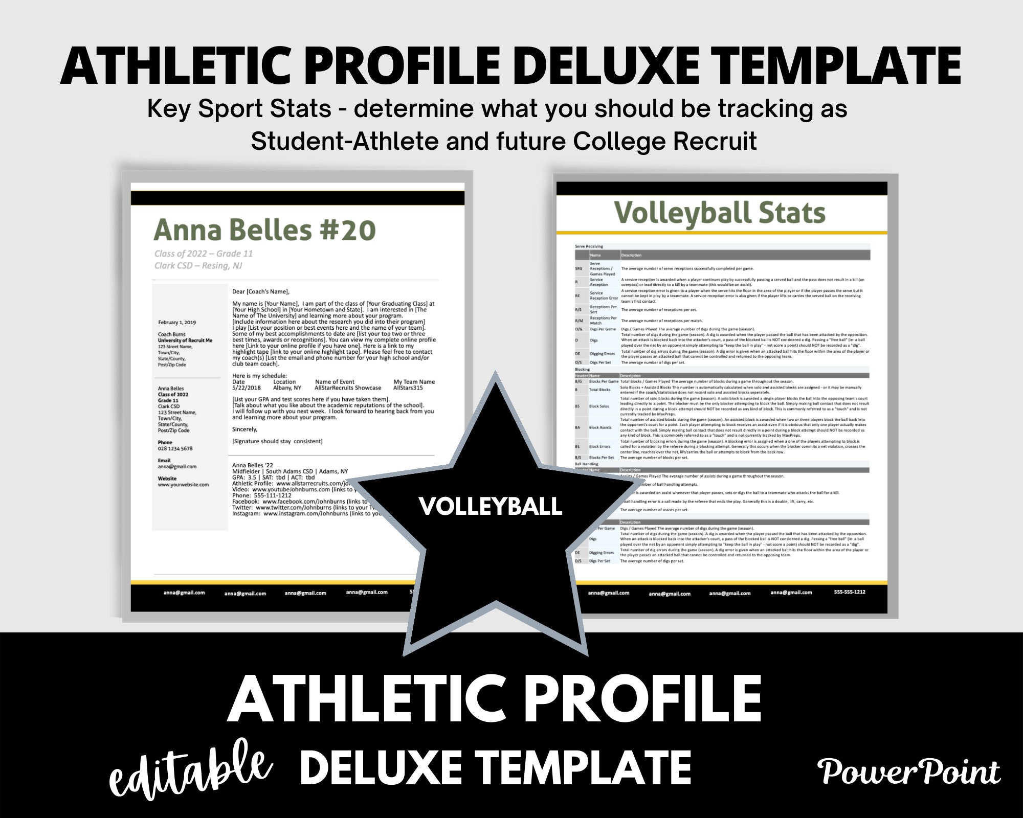 Football Athletic Profile Deluxe Template Black Editable Athletic Football Athletic Profile Deluxe Template Black Editable Athletic