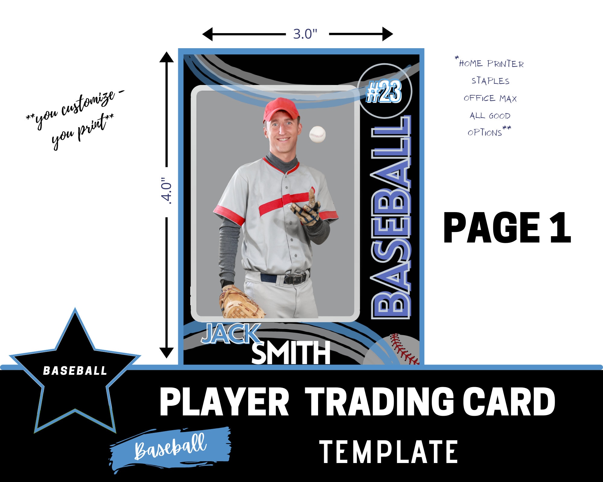 Baseball Trading Card Template 3 X 4 Trading Card Template Canva