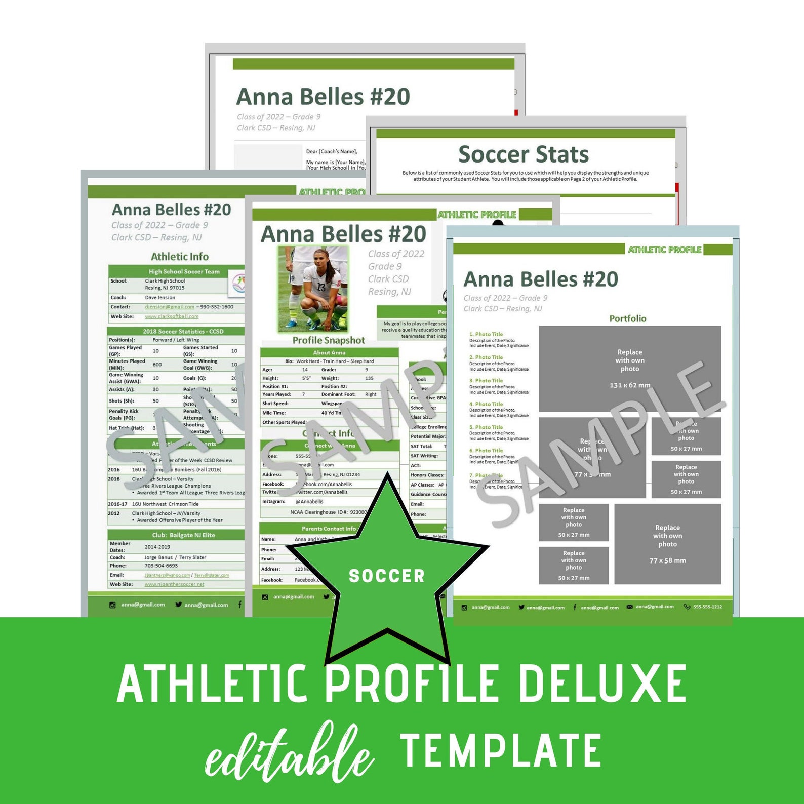 Soccer - Athletic Profile Deluxe Template - Etsy