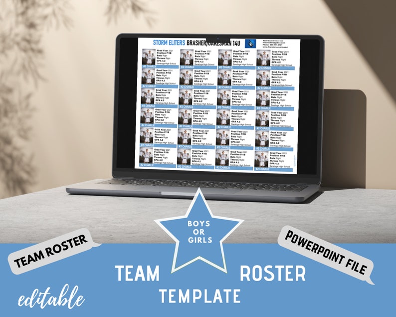 Travel Team Roster Template - Carolina Blue - 24 Players per Page ...