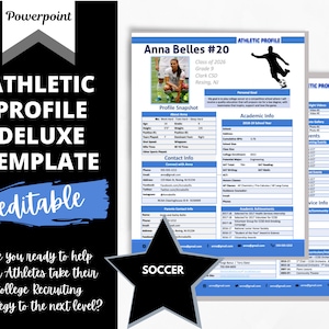 Soccer - Athletic Profile Deluxe Template | The Blues | Powerpoint Template | Editable | Athletic Recruiting