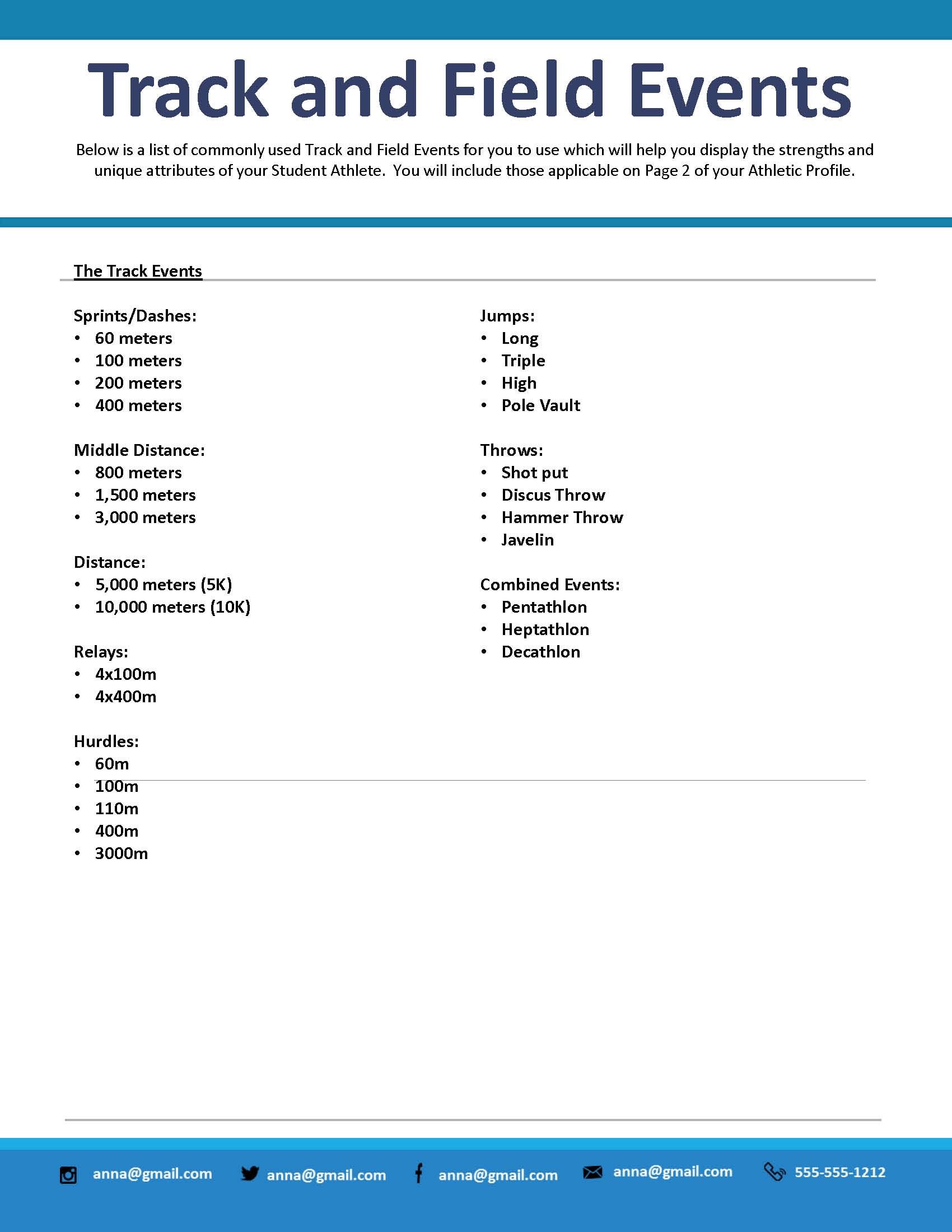 Track and Field Athletic Profile Deluxe Template Etsy