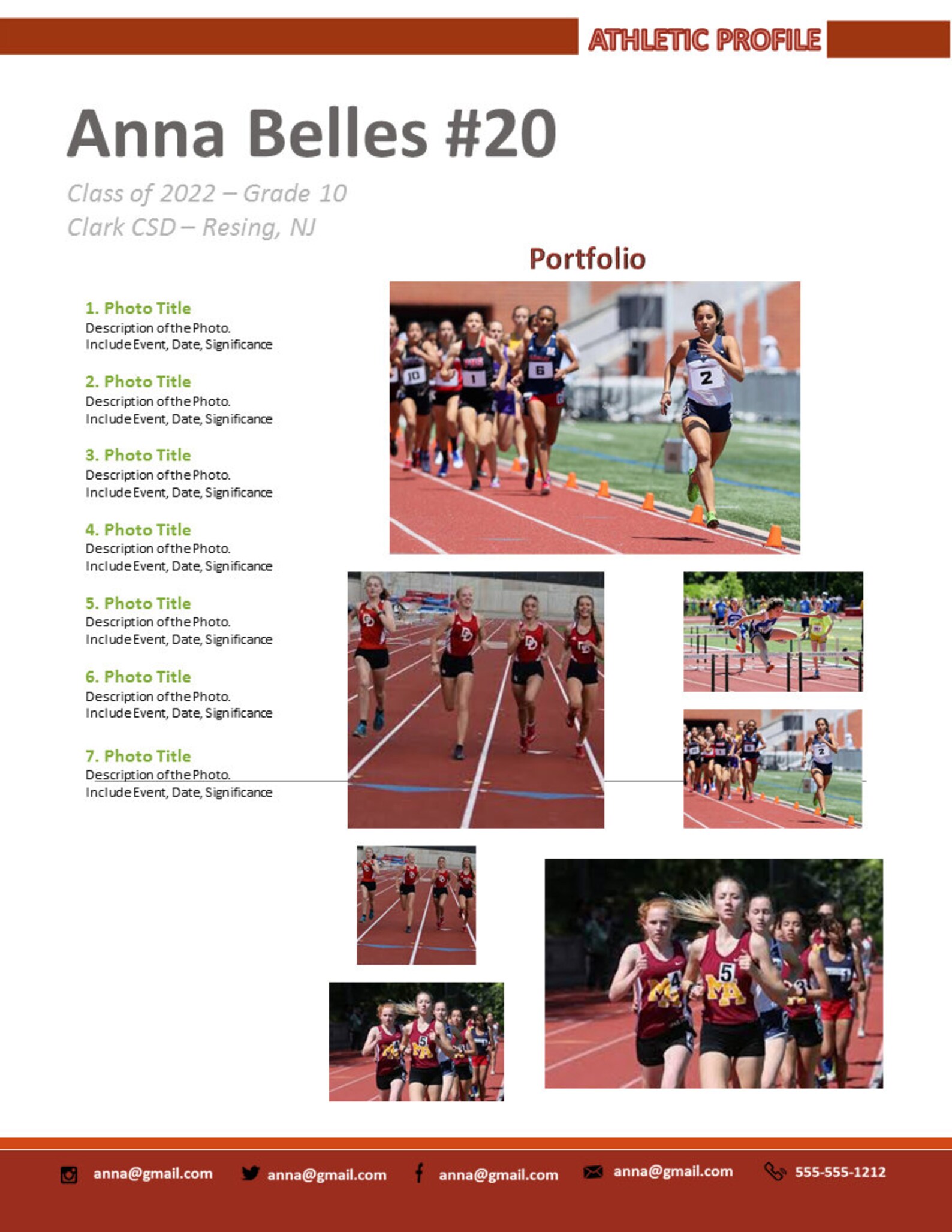 Track and Field Sportliches Profil Deluxe Template The Etsy.de