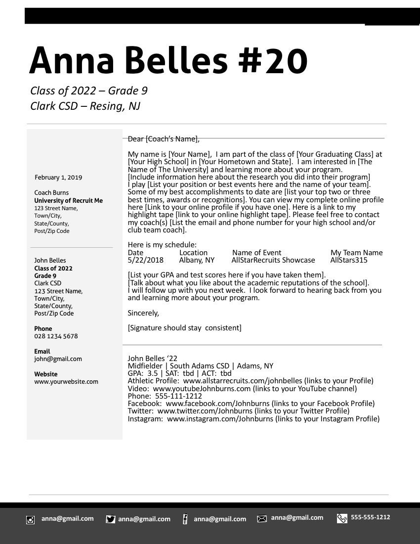 Softball Athletic Profile Deluxe Template Black & White Etsy