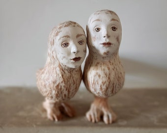 Original handmade ceramic figurative fine art eagle bird sculpture clay medieval harpy fantasy decor animal one of a kind gift hand built