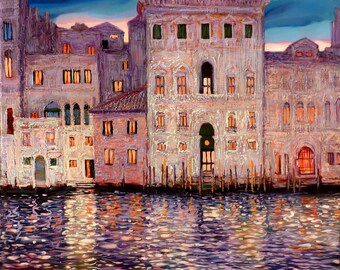 Original Venedig Ölgemälde, Italienisches Stadtbild (50 x 50 cm)