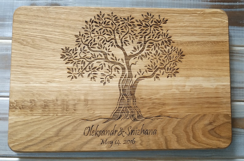 Housewarming Gift Wooden wedding anniversary Engraved cutting board Personalized Cutting Board with Tree Personalized Wedding gift