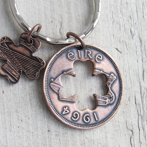 61e verjaardag 1964 Clover-sleutelhanger 61e verjaardag 61e verjaardag cadeau Cadeau gemaakt van een Ierse stuiver uit 1964 voor hem of haar Lucky Penny