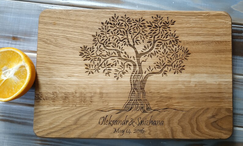 Housewarming Gift Wooden wedding anniversary Engraved cutting board Personalized Cutting Board with Tree Personalized Wedding gift