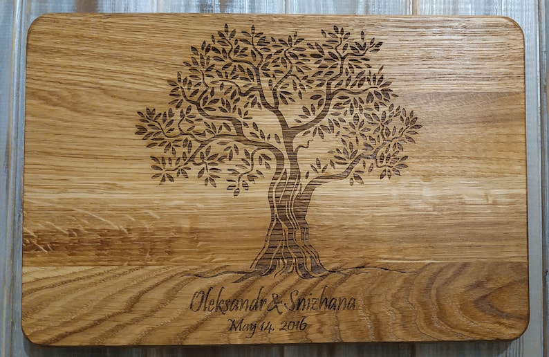 Housewarming Gift Wooden wedding anniversary Engraved cutting board Personalized Cutting Board with Tree Personalized Wedding gift
