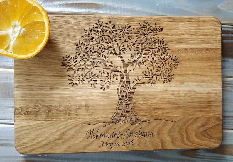 Housewarming Gift Wooden wedding anniversary Engraved cutting board Personalized Cutting Board with Tree Personalized Wedding gift