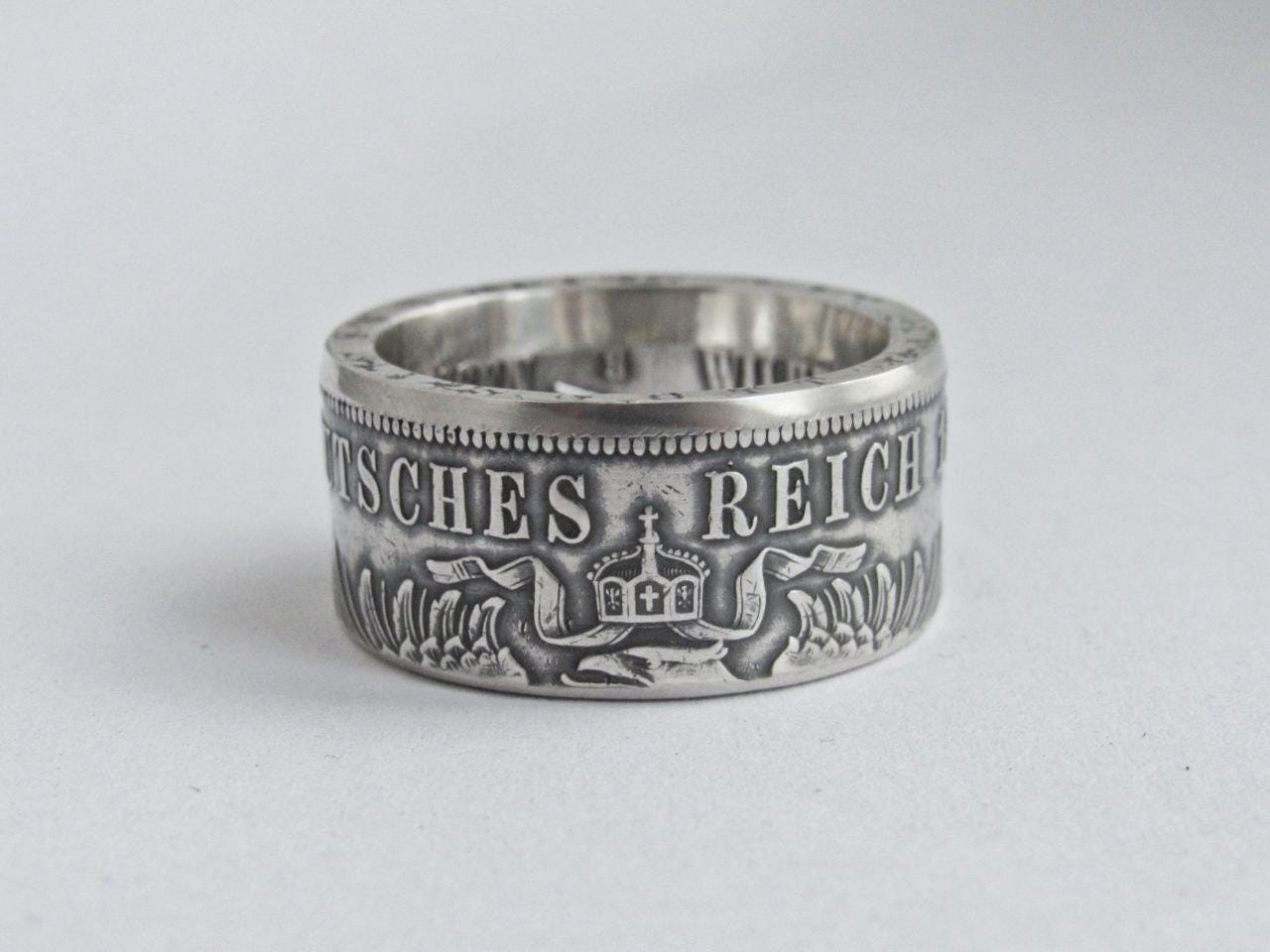 1966 West Germany 5 Mark Heiermann Silver Coin Ring - Size 52-68 - 625 Silver