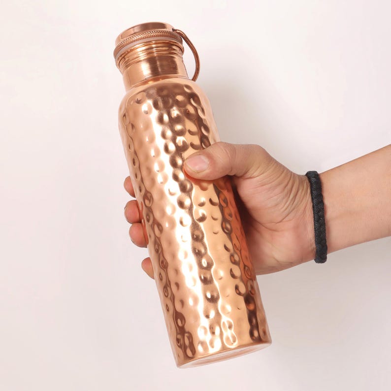 7-Chakra Tamba Copper Water Bottle | 100% Copper | Leak Proof | Durable - Made in India HAMMERED