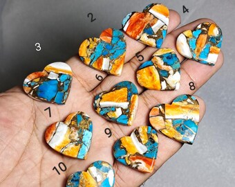 Cabujón de corazón de turquesa de cobre con forma de ostra espinosa de calidad AAA, atractivo, turquesa de diseñador suelta, fabricación de joyas, joyería colgante