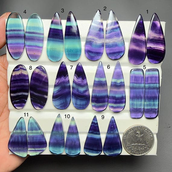 Glorious Natural Multi Fluorite Pair Fluorite pair Multi Fluorite Pair Gemstone, Multi Fluorite matched pair making for Earrings
