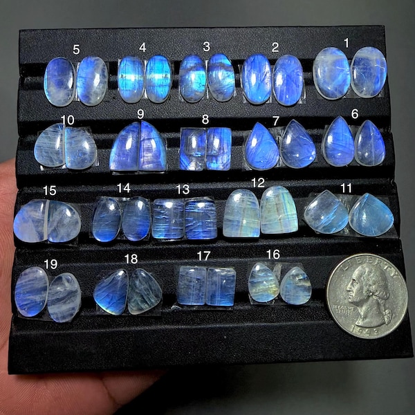 100% Natural Rainbow Moonstone pair (2 To 3 MM Thin) cabochon,Good Quality ,AAA Rainbow Moonstone pair Jewelry Making,Polished Smooth